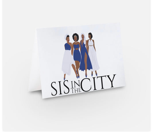 "Sis in the City" Blue and White Card