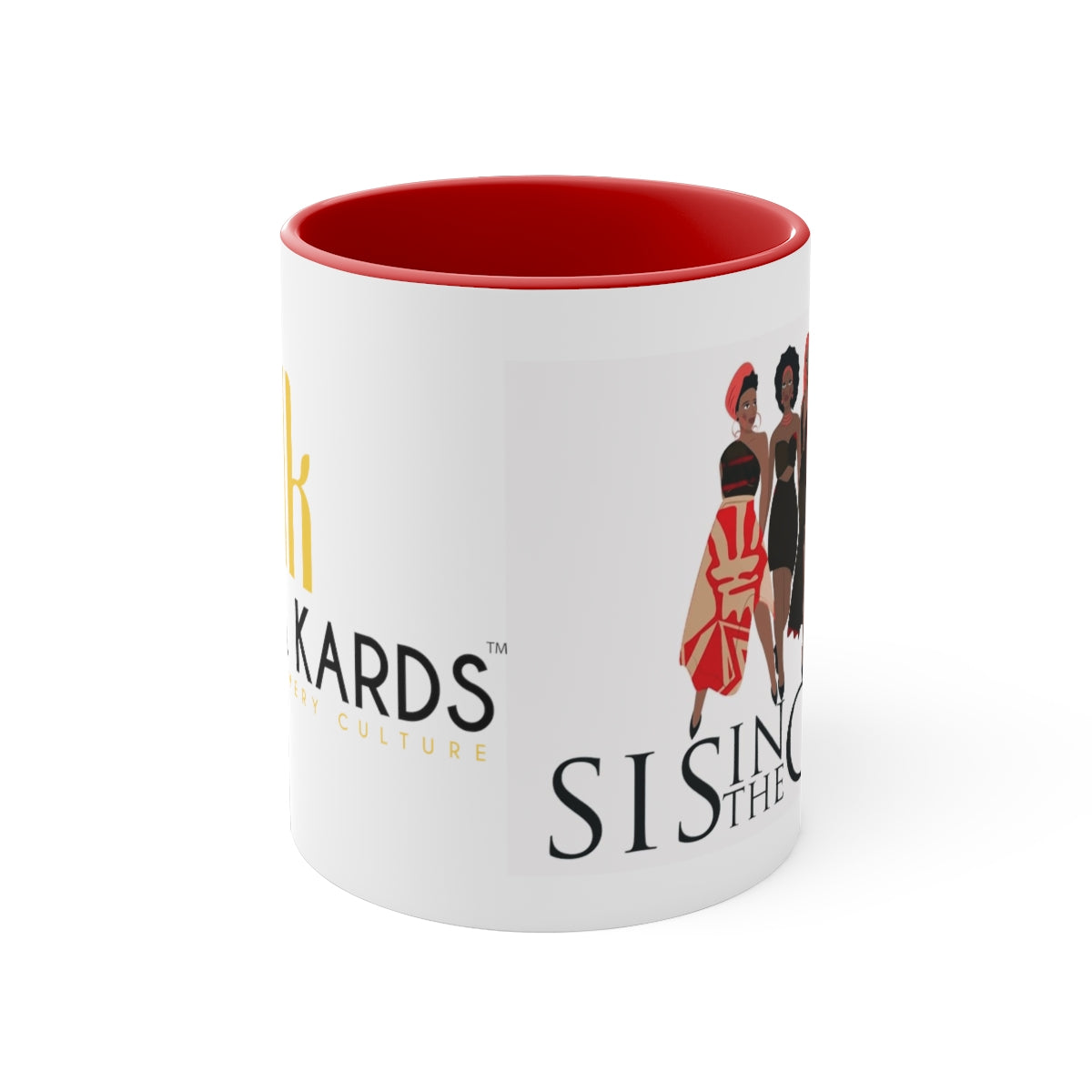 "Sis In The City" Crimson & Cream Accent Coffee Mug, 11oz