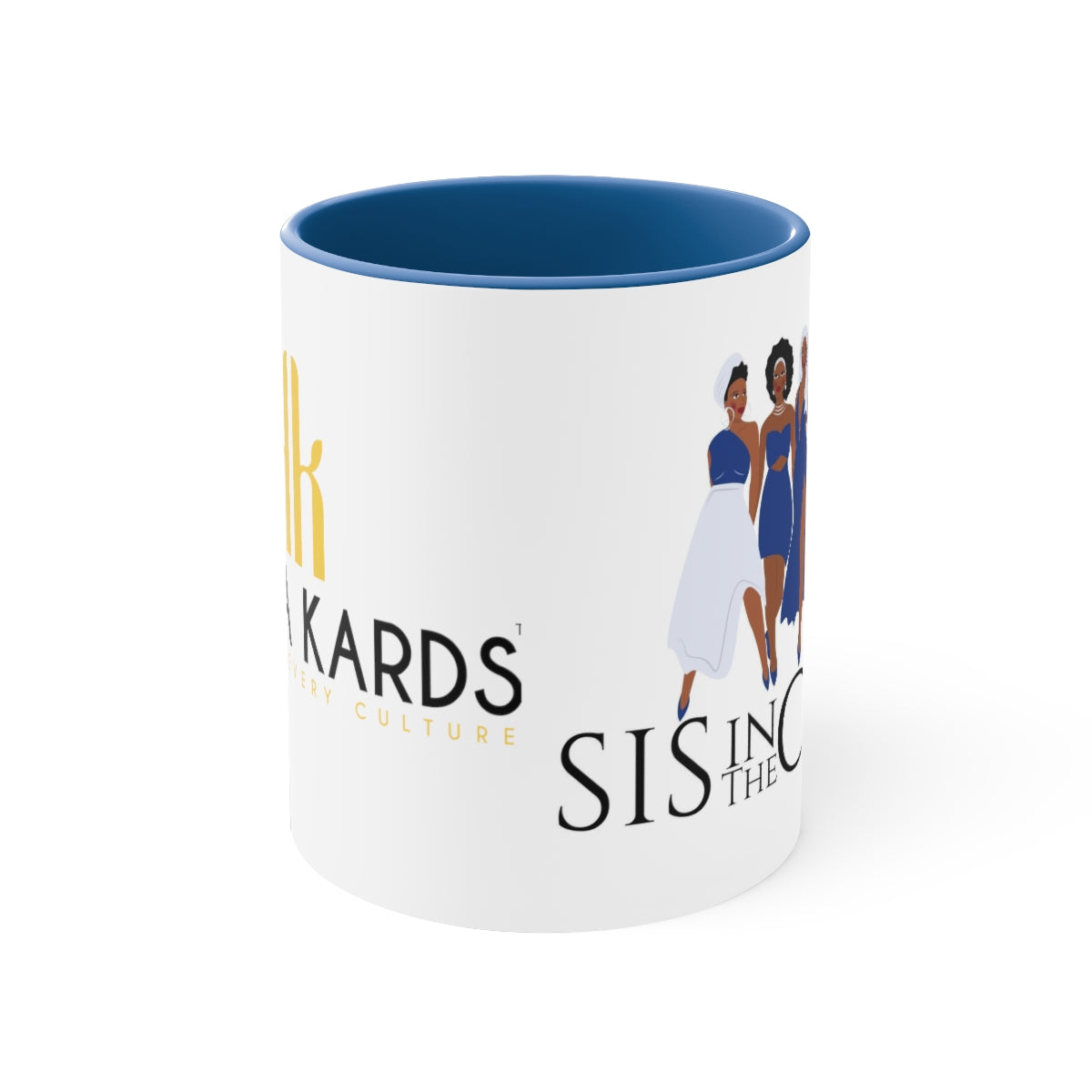 "Sis in the City" Blue & White Accent Coffee Mug, 11oz