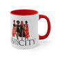 "Sis In The City" Crimson & Cream Accent Coffee Mug, 11oz