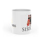 "Sis" Crimson and Cream Heart-Shaped Mug